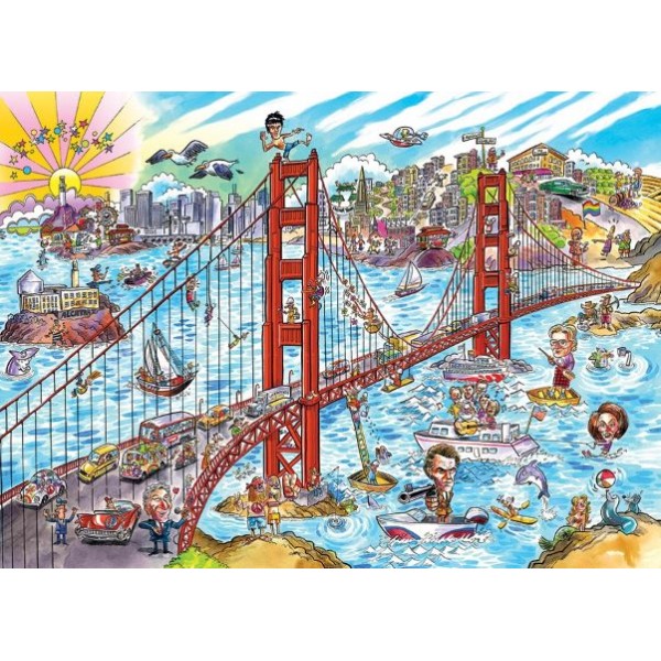 Doodle Town, San Francisko, 1000el. (Puzzle+plakat) - Sklep Art Puzzle